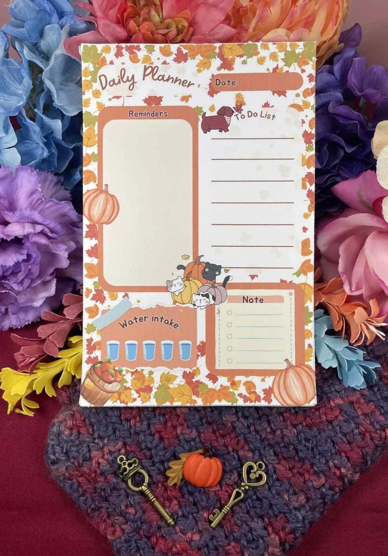 Autumn Pets Daily Planner Notepad 5.5&amp;quot; x 8.5&amp;quot; - Autumnmist Boutique