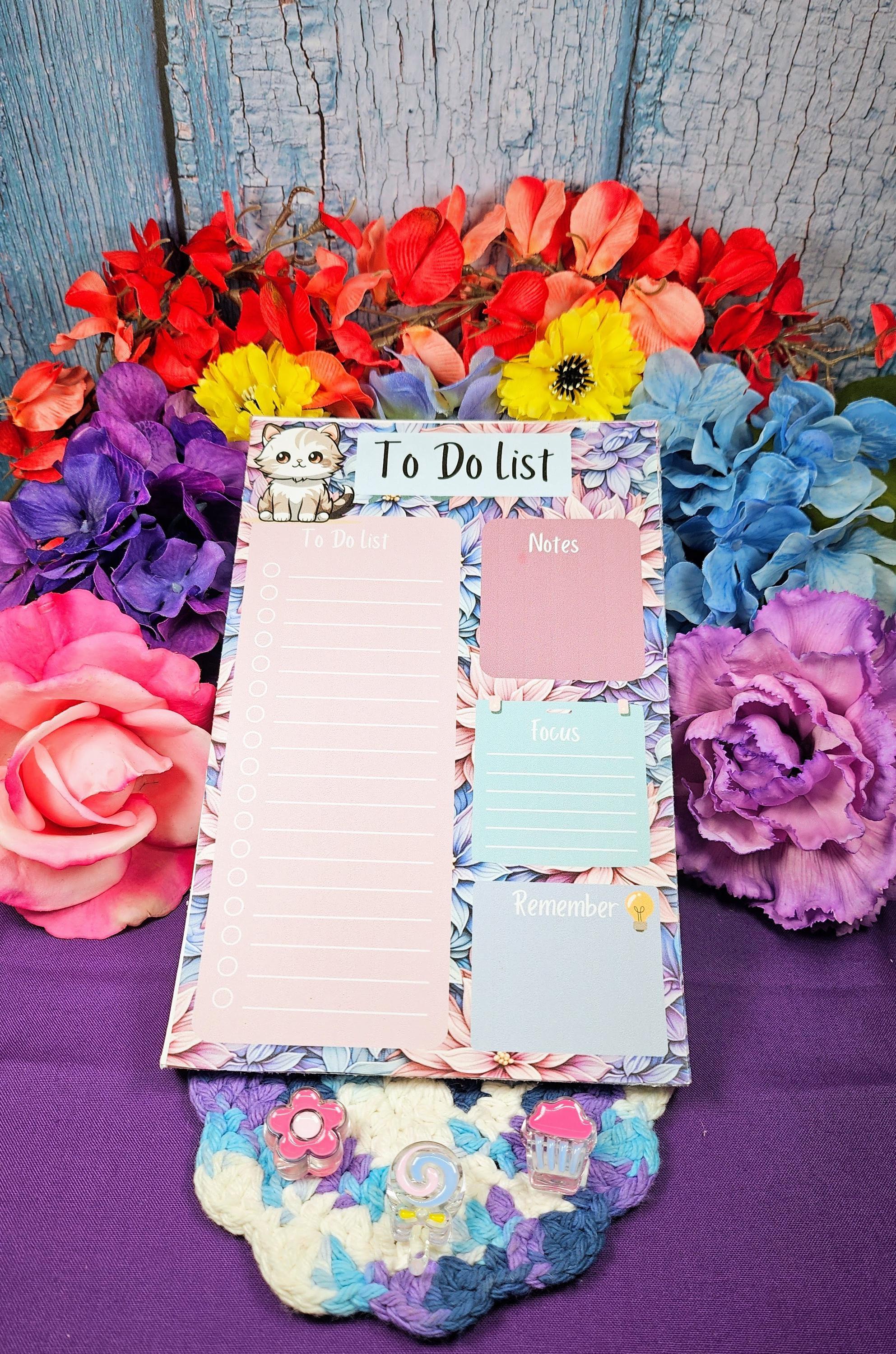 Blossom and Paws Daily Planner Notepad 5.5&amp;quot; x 8.5&amp;quot; - Autumnmist Boutique