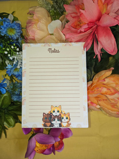 Rainbow Cat Notepad 4.25&amp;quot; x 5.5&amp;quot; - Autumnmist Boutique