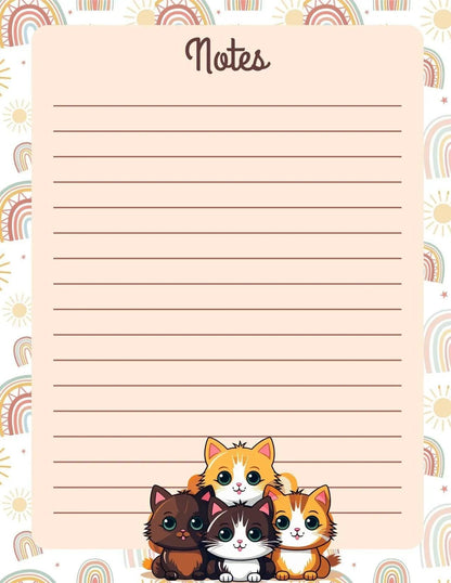 Rainbow Cat Notepad 4.25&amp;quot; x 5.5&amp;quot; - Autumnmist Boutique