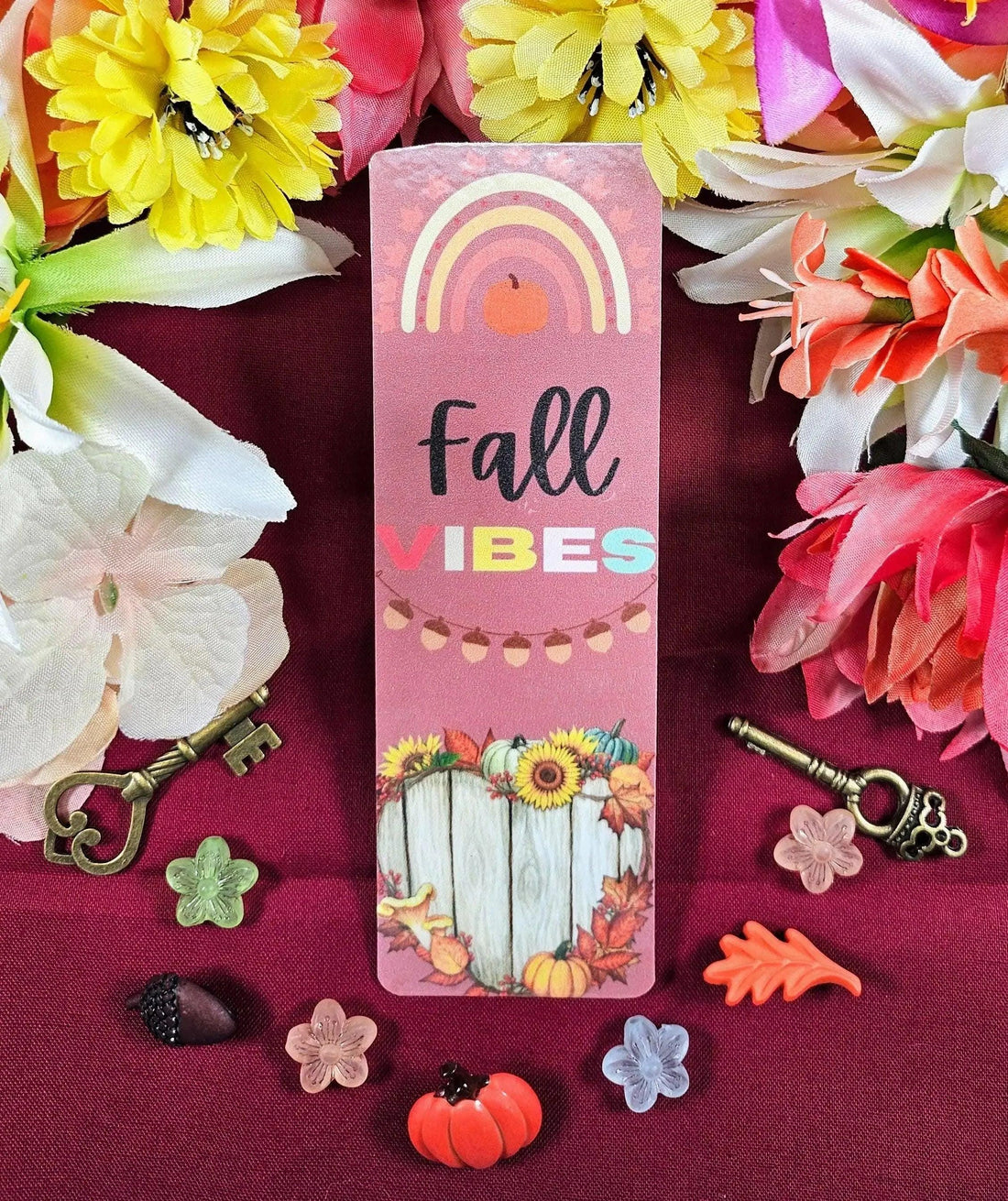 Fall Vibes Rustic Autumn Laminated Bookmark - Autumnmist Boutique