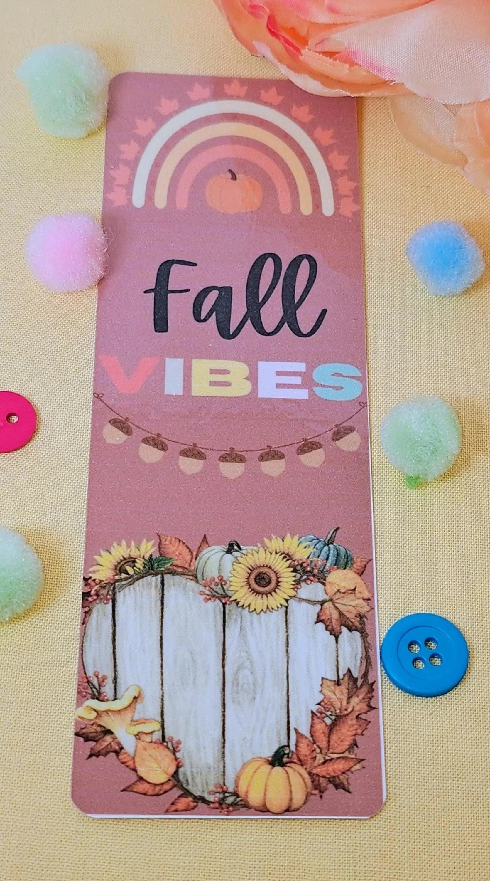 Fall Vibes Rustic Autumn Laminated Bookmark - Autumnmist Boutique