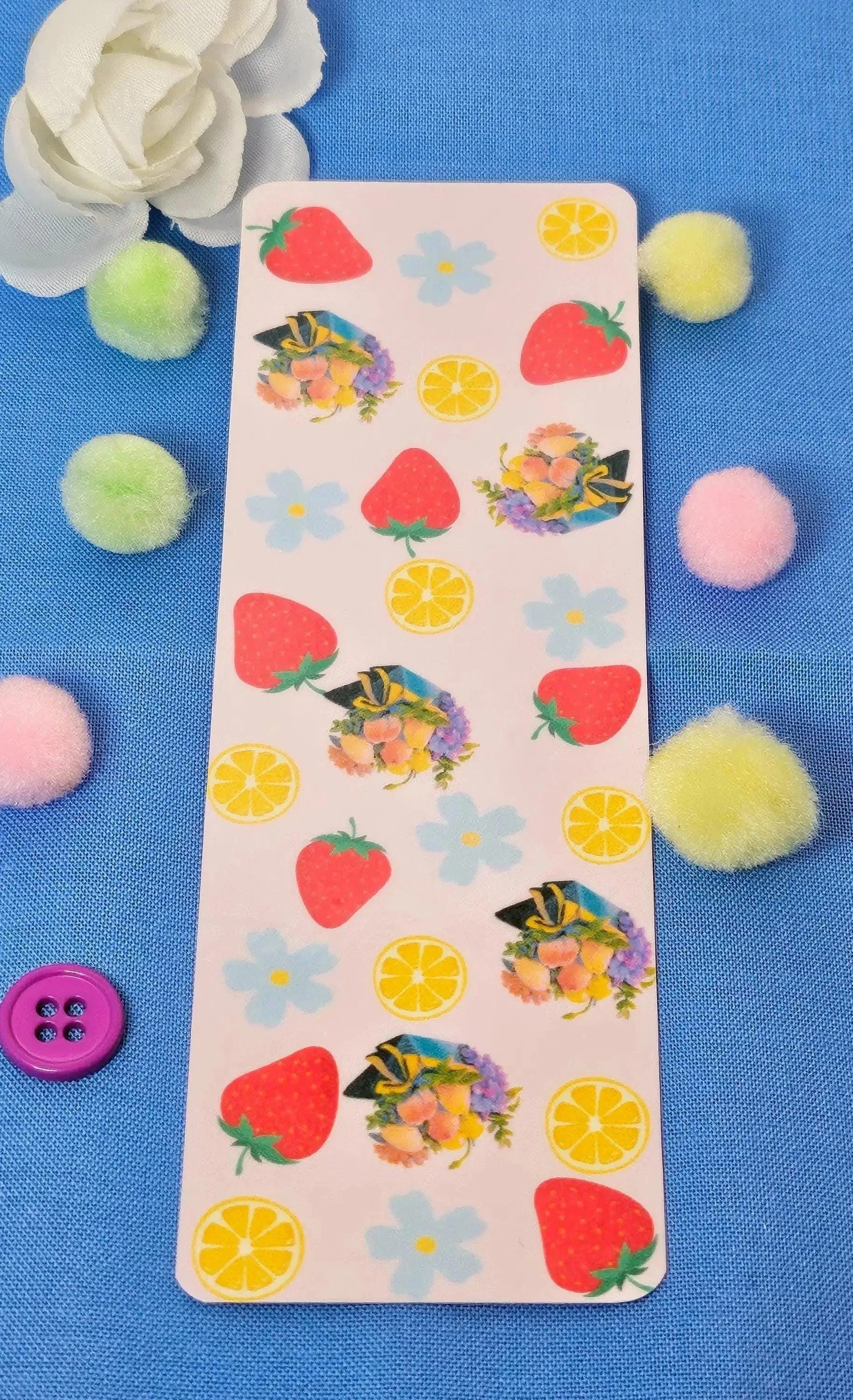 Strawberry &amp; Lemon Laminated Bookmark - Autumnmist Boutique