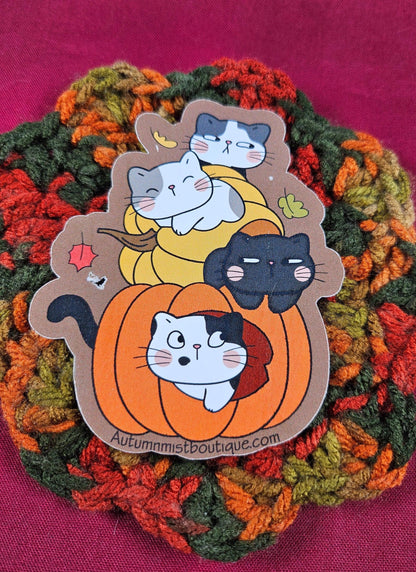 Pumpkin Pile-Up Vinyl Sticker - Autumnmist Boutique