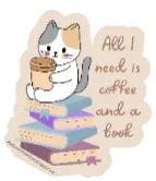Coffee Cat and Books Vinyl Sticker - Autumnmist Boutique