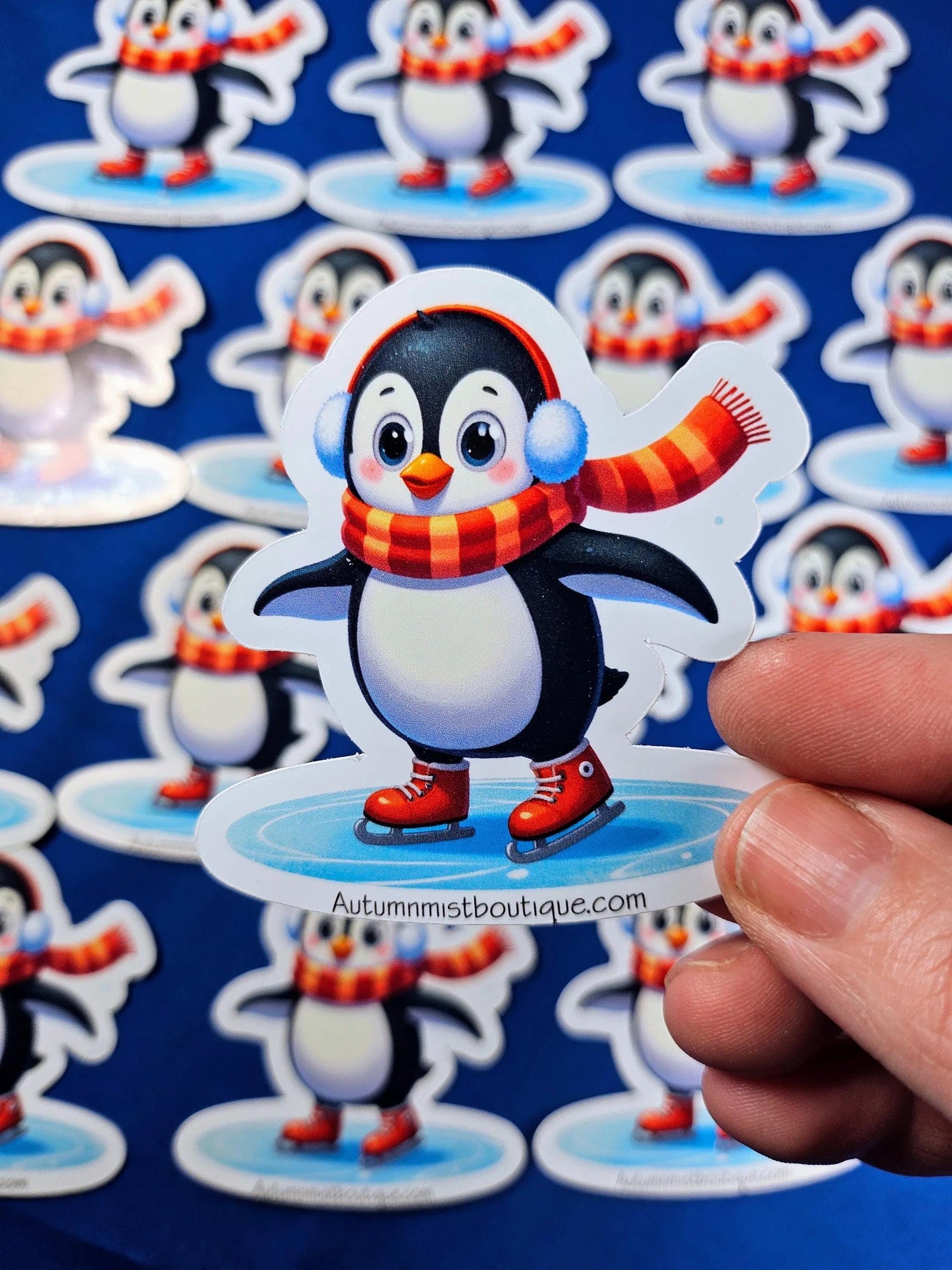 Ice Skating Penguin Vinyl Sticker - Autumnmist Boutique