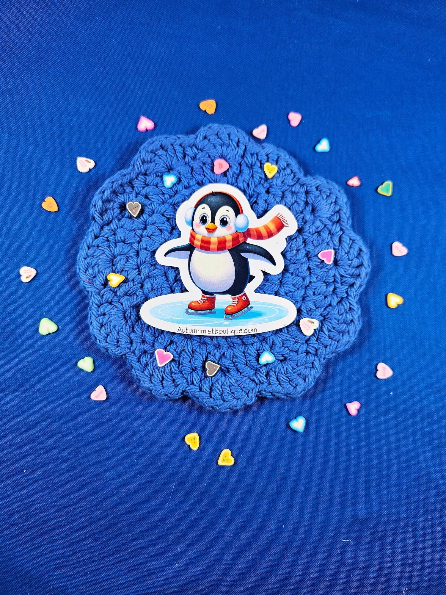 Ice Skating Penguin Vinyl Sticker - Autumnmist Boutique