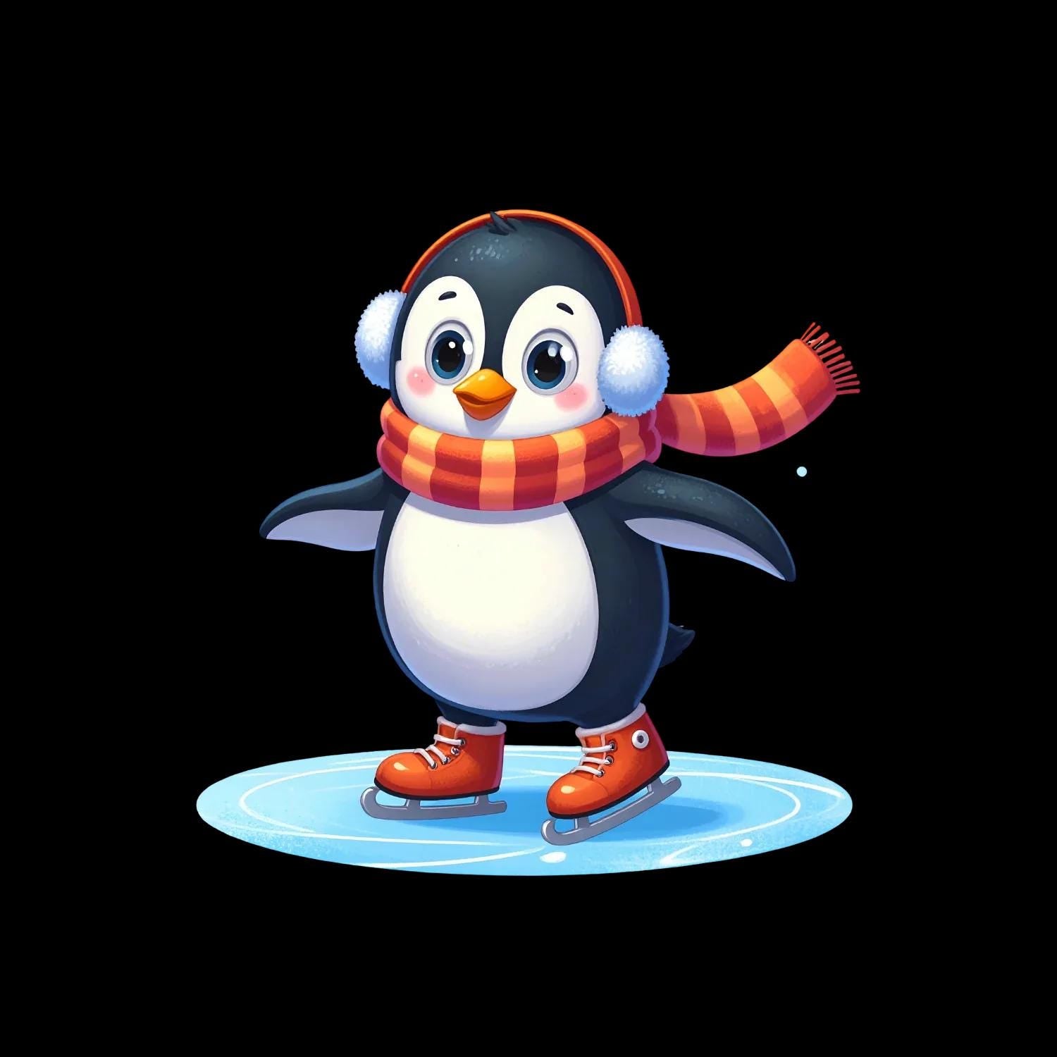 Ice Skating Penguin Vinyl Sticker - Autumnmist Boutique