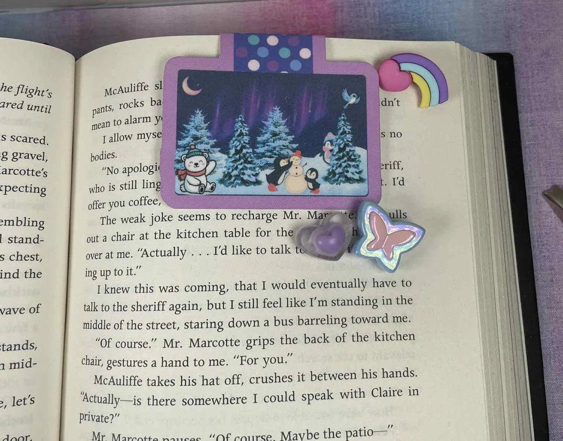 Winter Lights &amp; Snow Friends Magnetic Bookmark - Autumnmist Boutique