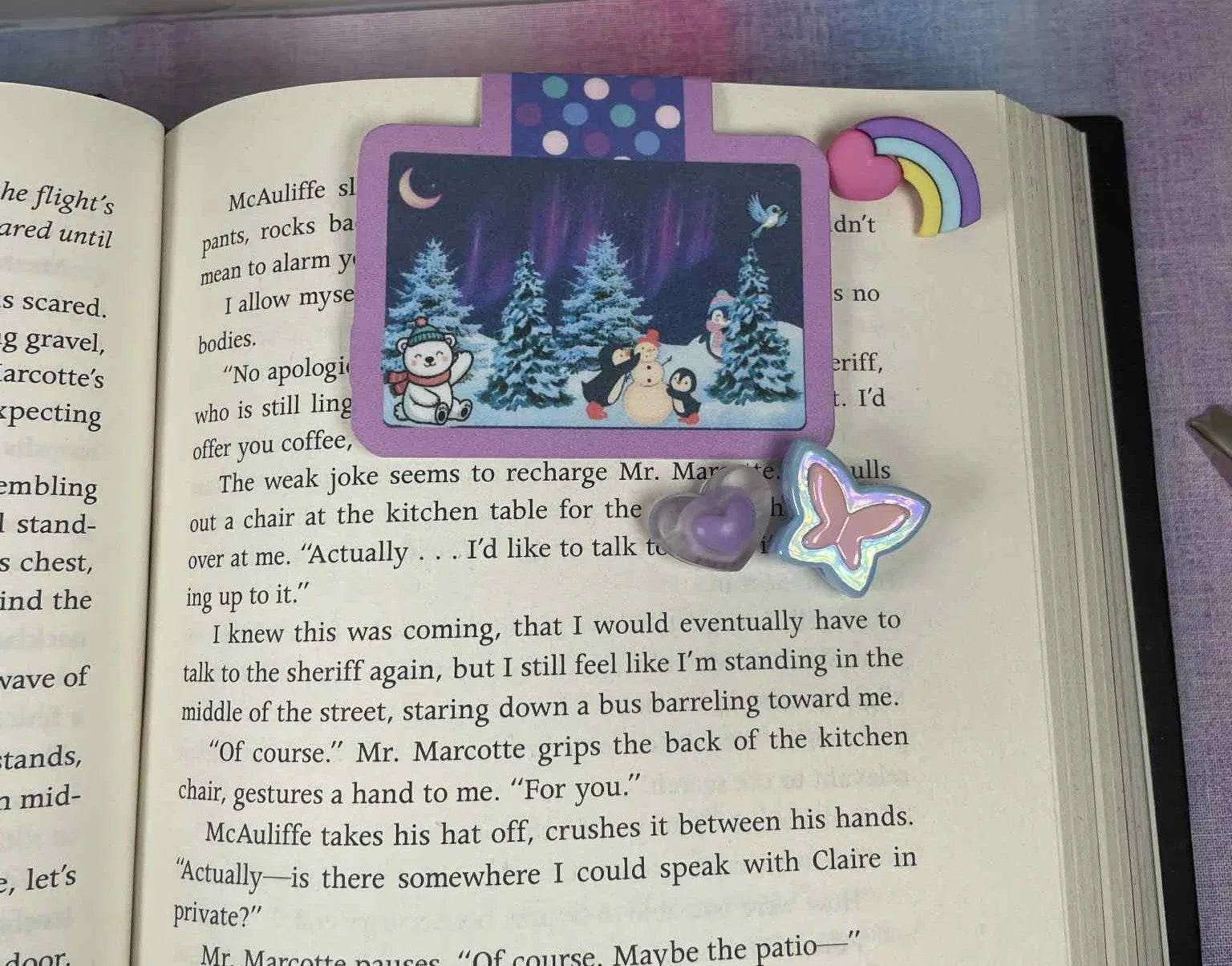 Winter Lights &amp; Snow Friends Magnetic Bookmark - Autumnmist Boutique