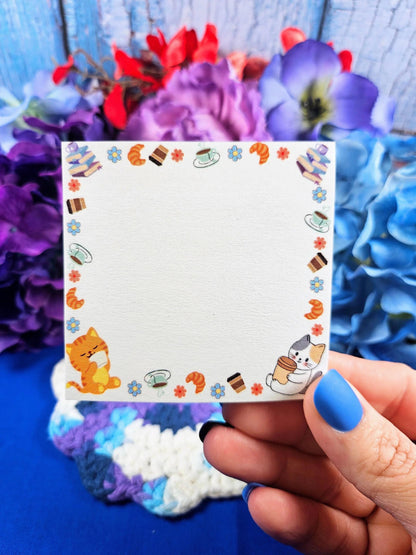 Cat Café Sticky Notes 3&amp;quot;x 3&amp;quot; - Autumnmist Boutique