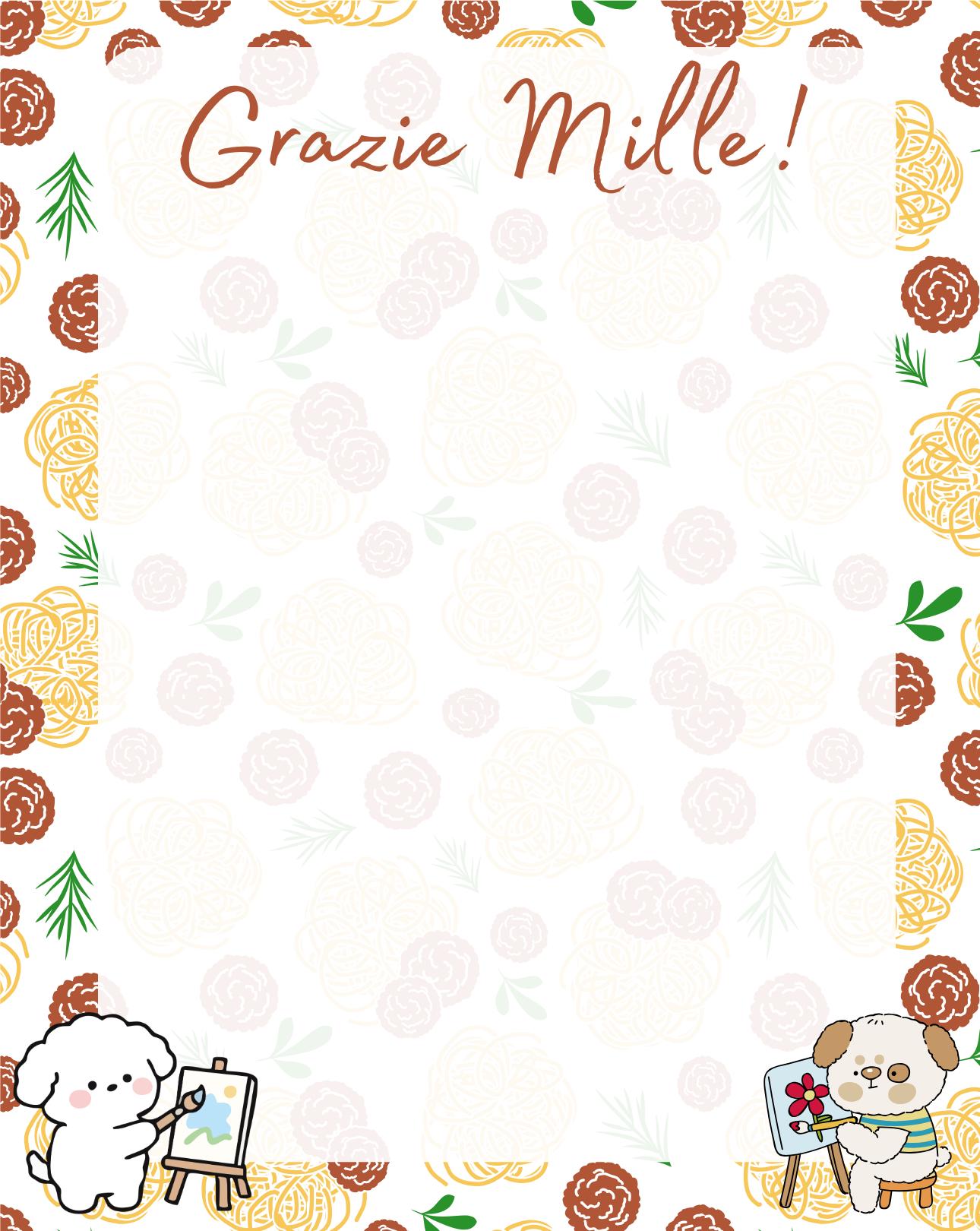 Grazie Mille Italian Dog Notepad 4.25&amp;quot; x 5.5&amp;quot; Autumnmist Boutique
