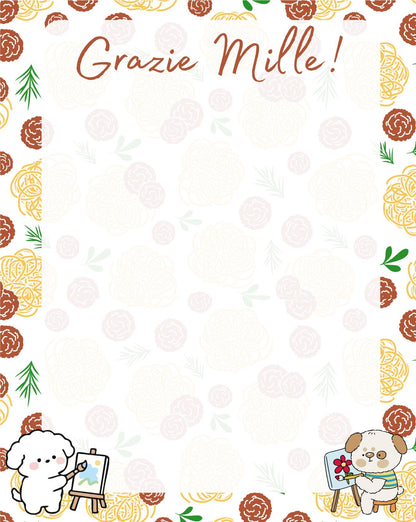 Grazie Mille Italian Dog Notepad 4.25&amp;quot; x 5.5&amp;quot; Autumnmist Boutique