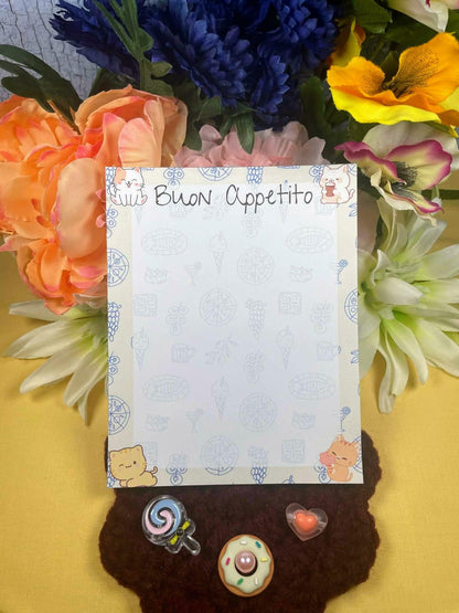 Buon Appetito Italian Cats Notepad 4.25&amp;quot; x 5.5&amp;quot; Autumnmist Boutique