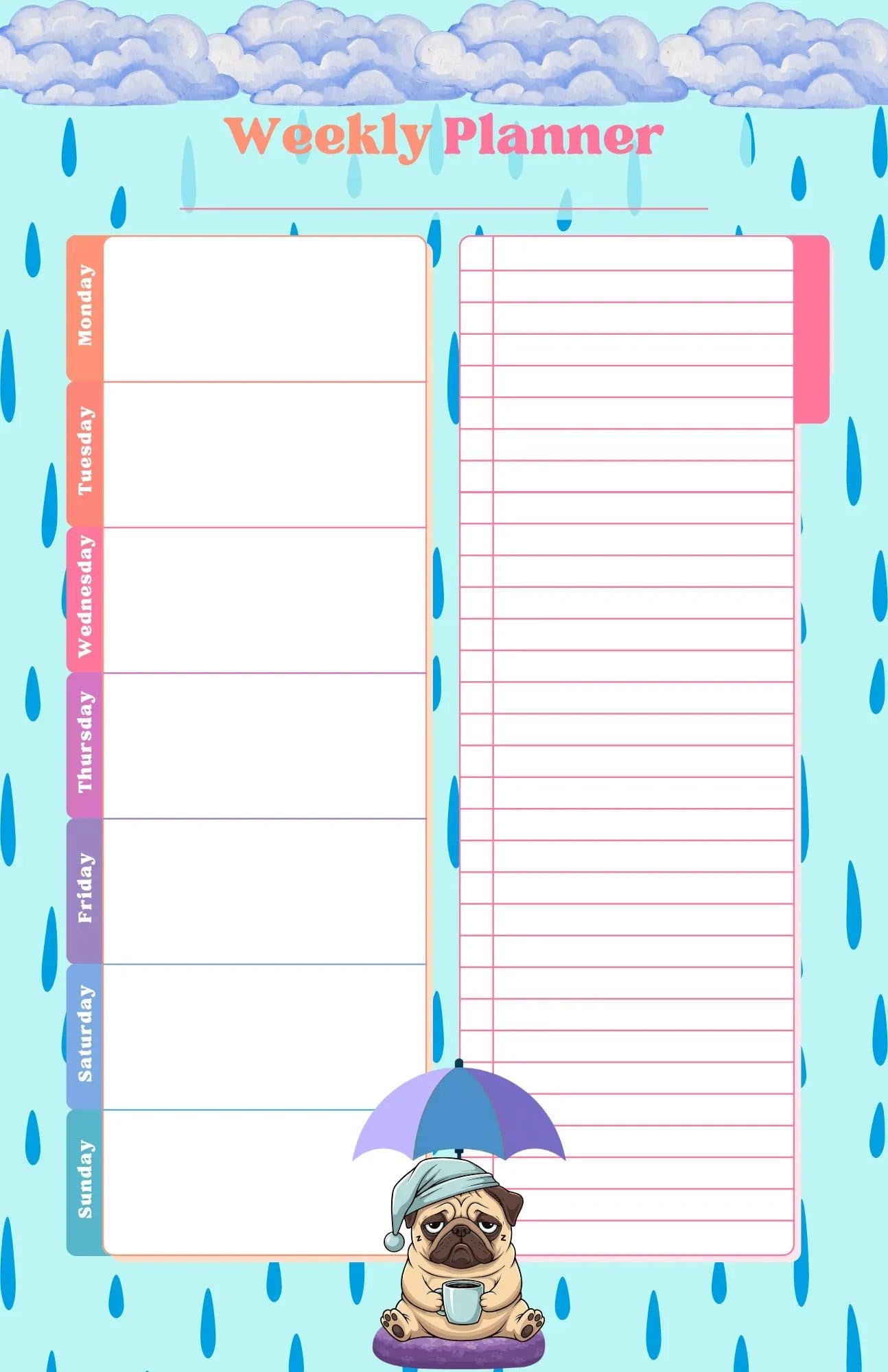 Rainy Dog Planner Notepad 5.5&amp;quot; x 8.5&amp;quot; - Autumnmist Boutique