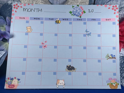 Sweet Paws Parade Blank Calendar Notepad 8.5&amp;quot; x 11&amp;quot; - Autumnmist Boutique