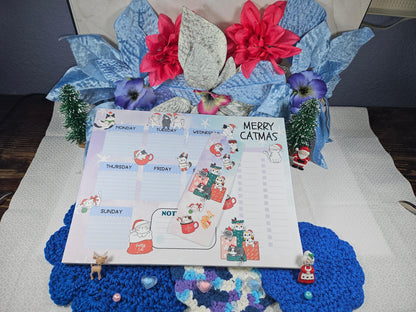 Merry Catmas Large Planner Notepad 8.5&amp;quot; x 11&amp;quot; - Autumnmist Boutique