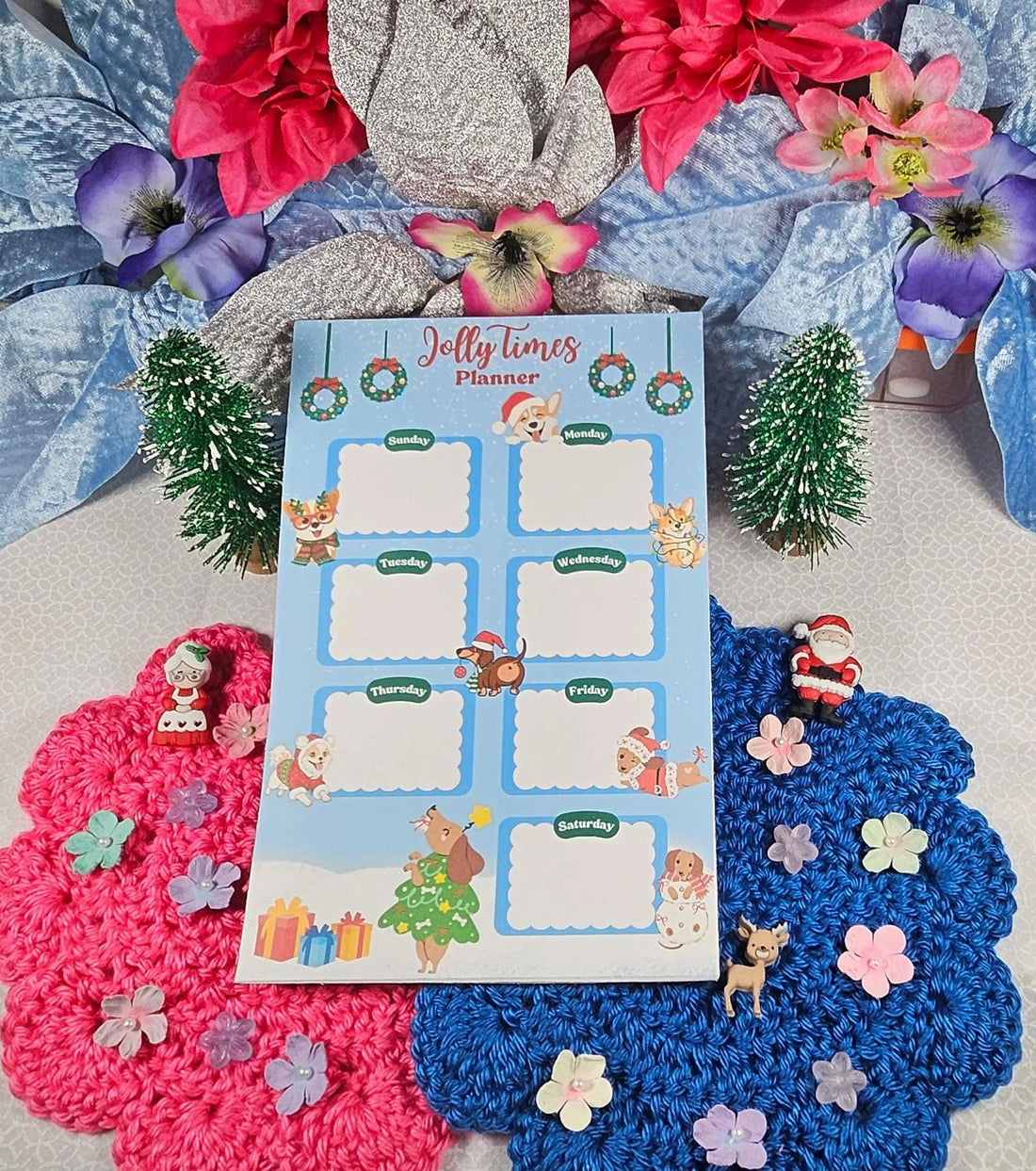 Holly Jolly Weekly Planner Notepad 5.5&amp;quot; x 8.5&amp;quot; - Autumnmist Boutique