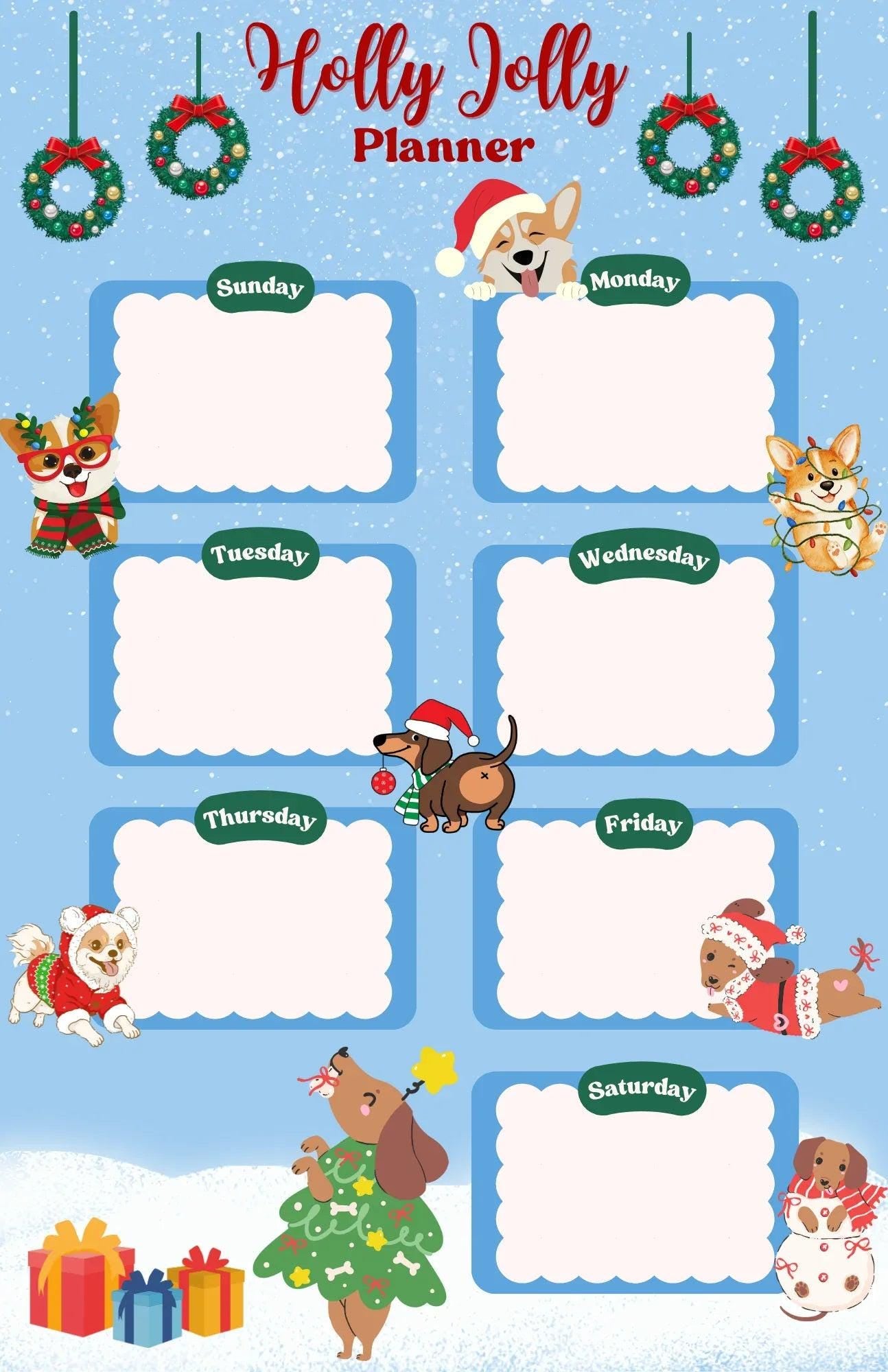 Holly Jolly Weekly Planner Notepad 5.5&amp;quot; x 8.5&amp;quot; - Autumnmist Boutique