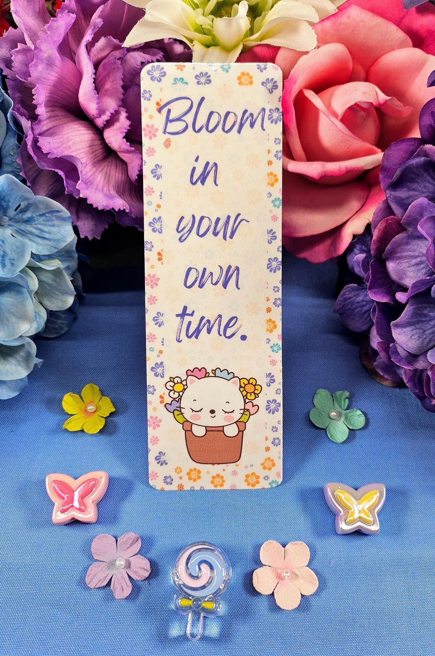 Paws and Petals Cat Laminated Bookmark - Autumnmist Boutique