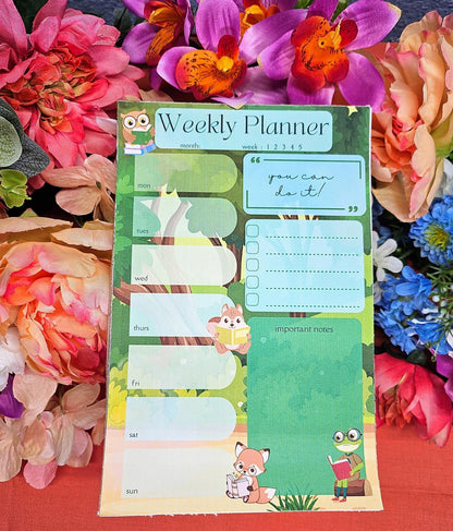 Forest Friends Reading Weekly Planner Notepad 5.5&amp;quot; x 8.5&amp;quot; - Autumnmist Boutique
