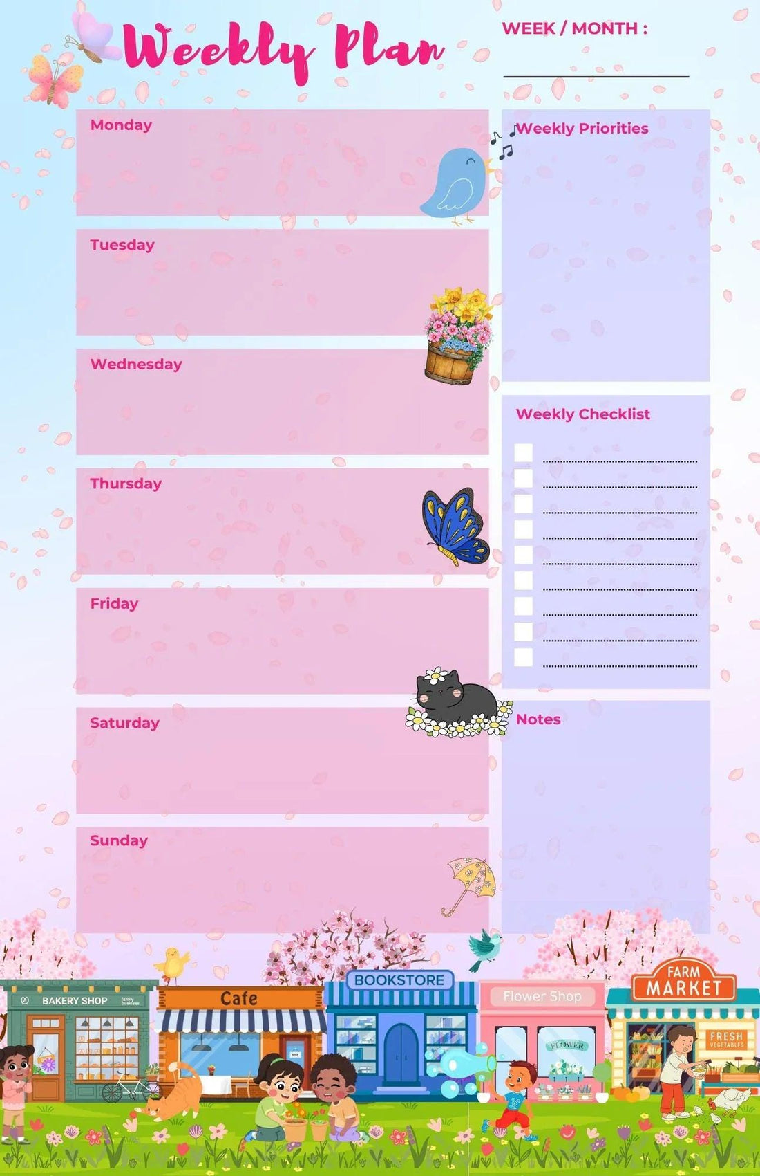 Main Street Spring Edition Weekly Planner Notepad 5.5&amp;quot; x 8.5&amp;quot; - Autumnmist Boutique