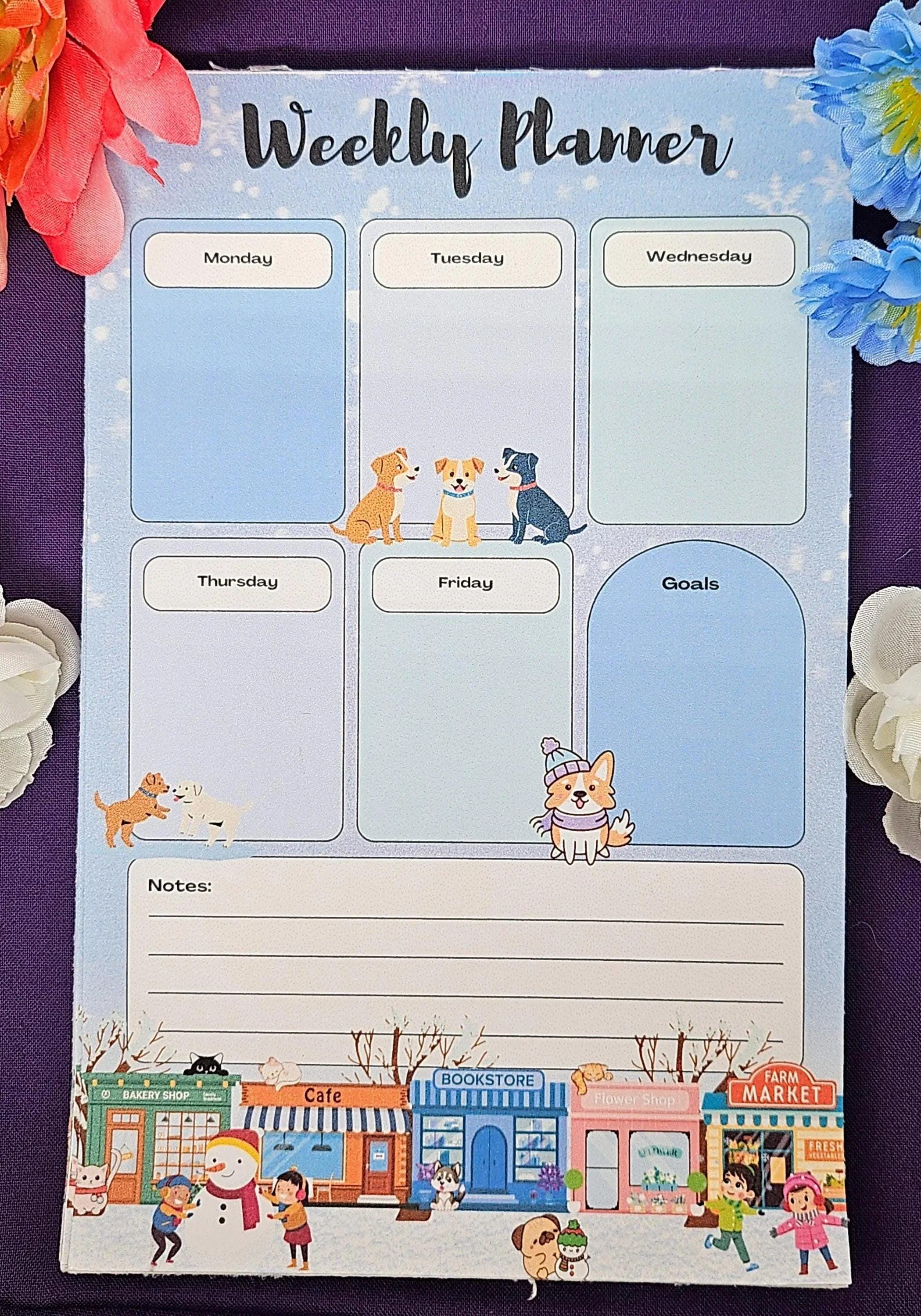 Main Street Winter Edition Weekly Planner Notepad 5.5&amp;quot; x 8.5&amp;quot; - Autumnmist Boutique