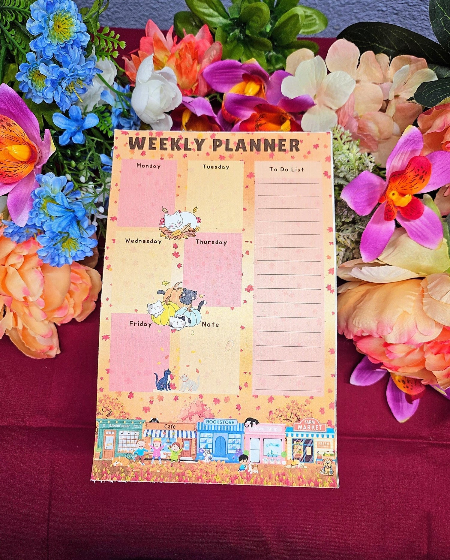 Main Street Fall Edition Weekly Planner Notepad 5.5&amp;quot; x 8.5&amp;quot; - Autumnmist Boutique