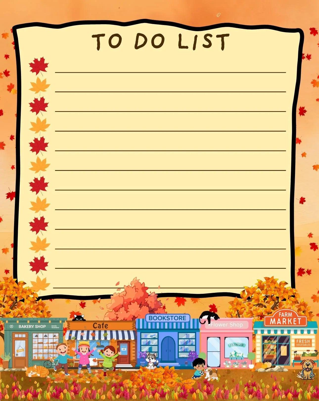 Main Street Autumn Edition To Do Notepad 4.25&amp;quot; x 5.5&amp;quot; - Autumnmist Boutique