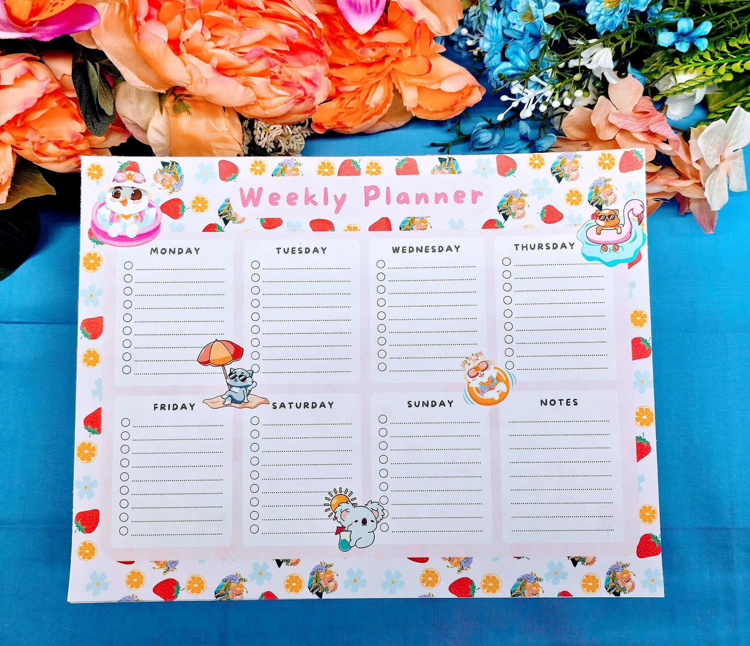 Strawberry &amp; Lemon Weekly Planner Notepad 8.5&amp;quot; x 11&amp;quot; - Autumnmist Boutique