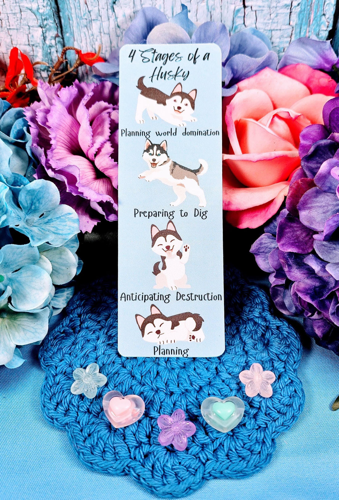Mischief in Motion Husky Laminated Bookmark - Autumnmist Boutique