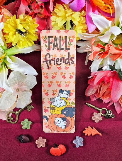 Fall Friends Cat Laminated Bookmark - Autumnmist Boutique