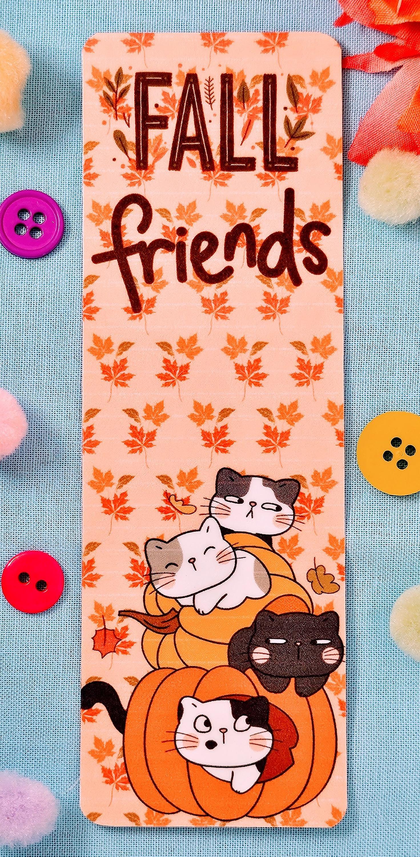Fall Friends Cat Laminated Bookmark - Autumnmist Boutique