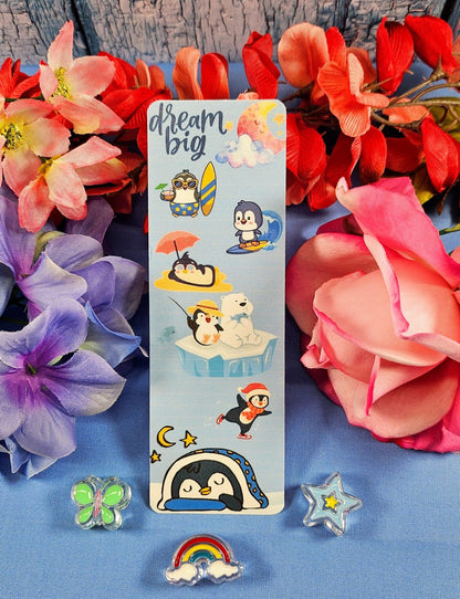 Penguin Adventure Dream Laminated Bookmark - Autumnmist Boutique