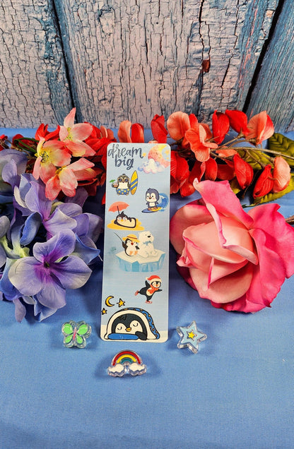Penguin Adventure Dream Laminated Bookmark - Autumnmist Boutique