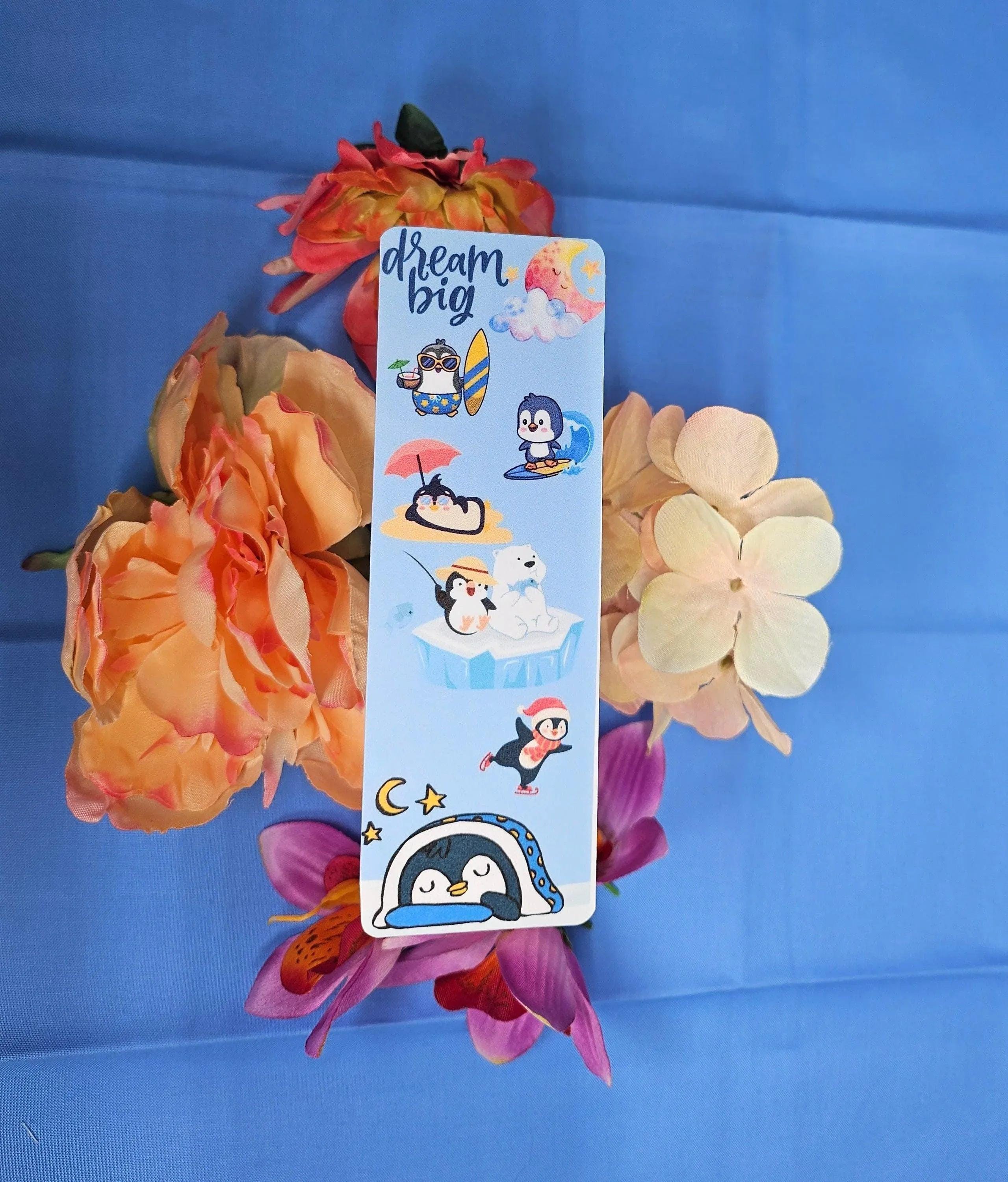 Penguin Adventure Dream Laminated Bookmark - Autumnmist Boutique