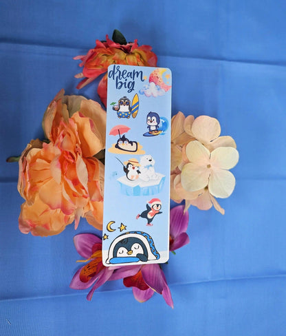 Penguin Adventure Dream Laminated Bookmark - Autumnmist Boutique
