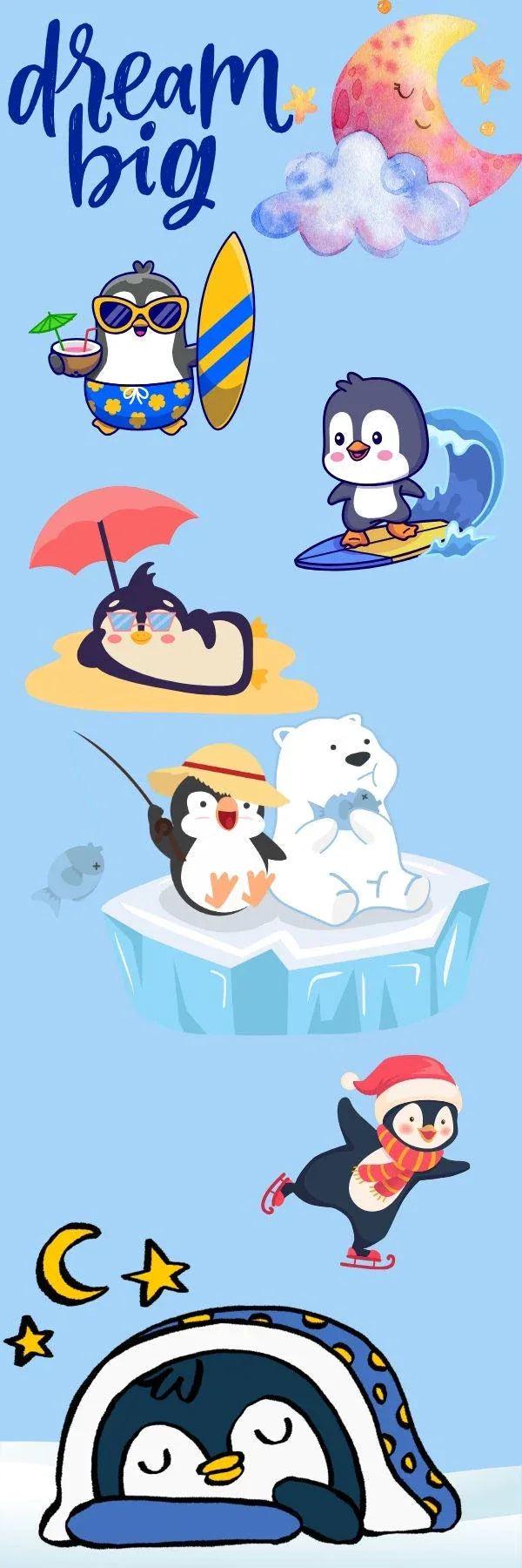 Penguin Adventure Dream Laminated Bookmark - Autumnmist Boutique