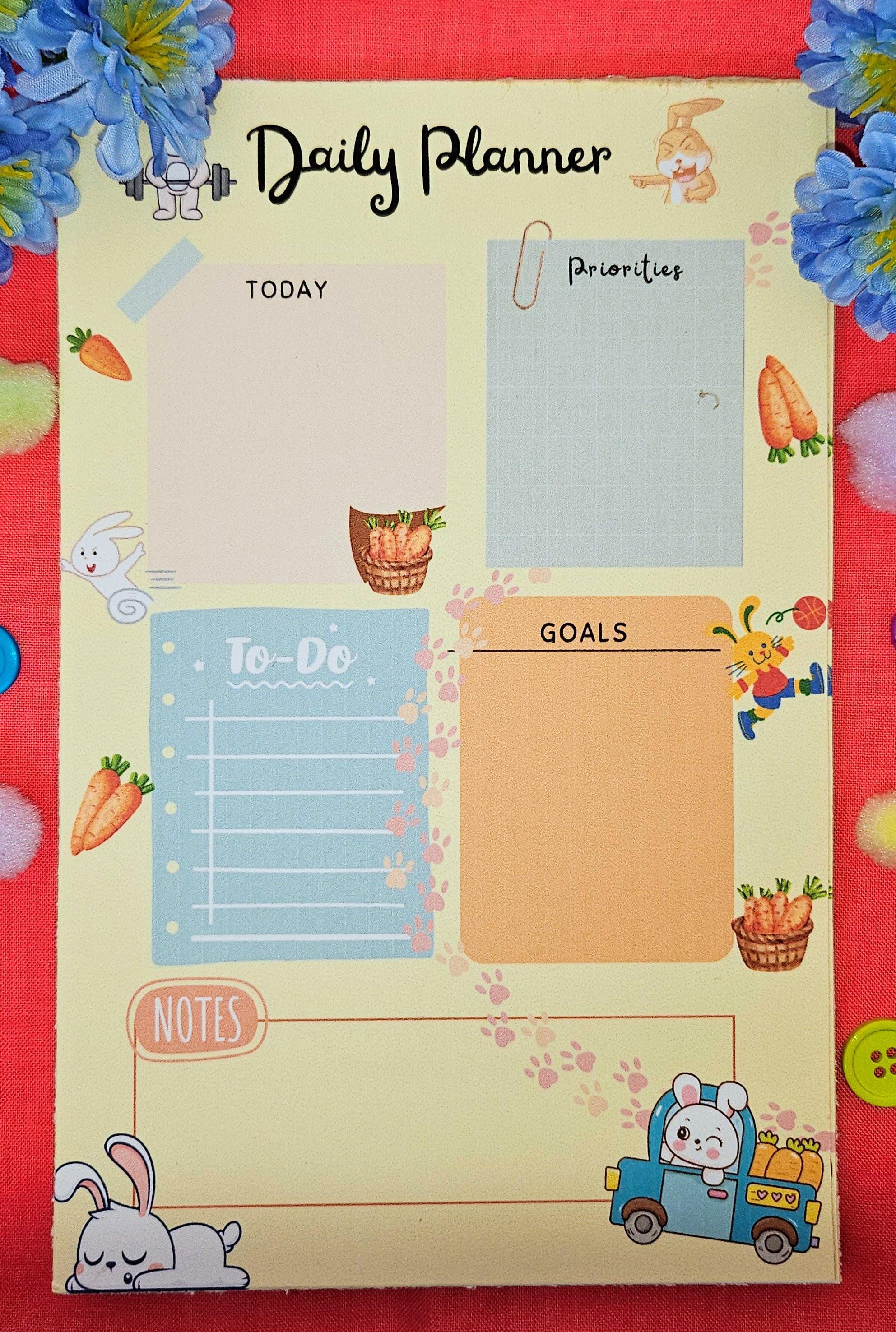 Bunny Carrot Fueled Adventures Weekly Planner Notepad 5.5&amp;quot; x 8.5&amp;quot; - Autumnmist Boutique