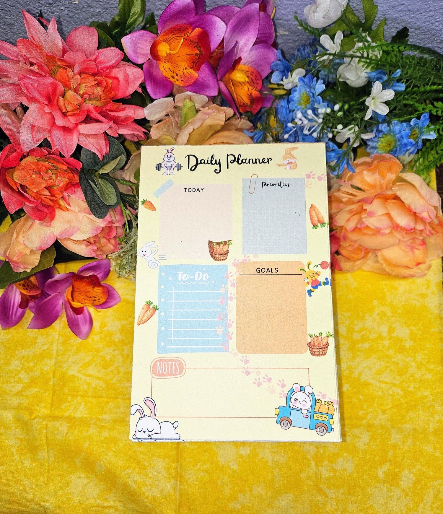 Bunny Carrot Fueled Adventures Weekly Planner Notepad 5.5&amp;quot; x 8.5&amp;quot; - Autumnmist Boutique