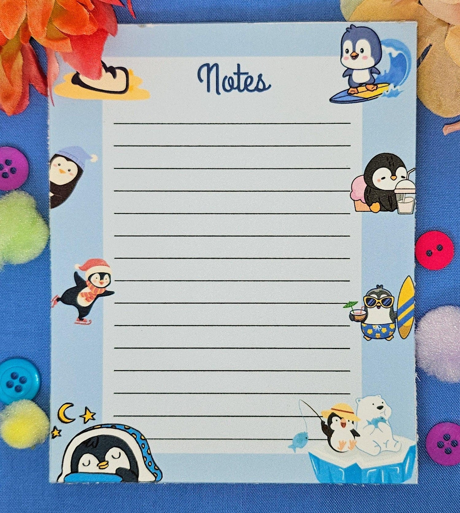 Penguin Adventures Notepad 4.25&amp;quot; x 5.5&amp;quot; - Autumnmist Boutique