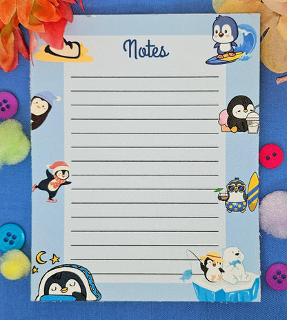 Penguin Adventures Notepad 4.25&amp;quot; x 5.5&amp;quot; - Autumnmist Boutique