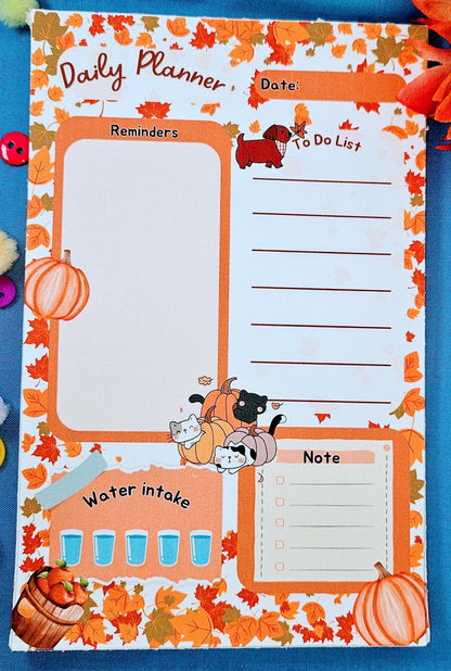 Autumn Pets Daily Planner Notepad 5.5&amp;quot; x 8.5&amp;quot; - Autumnmist Boutique