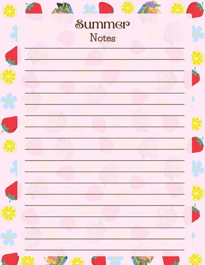 Strawberry &amp; Lemon Notepad 4.25&amp;quot; x 5.5&amp;quot; - Autumnmist Boutique