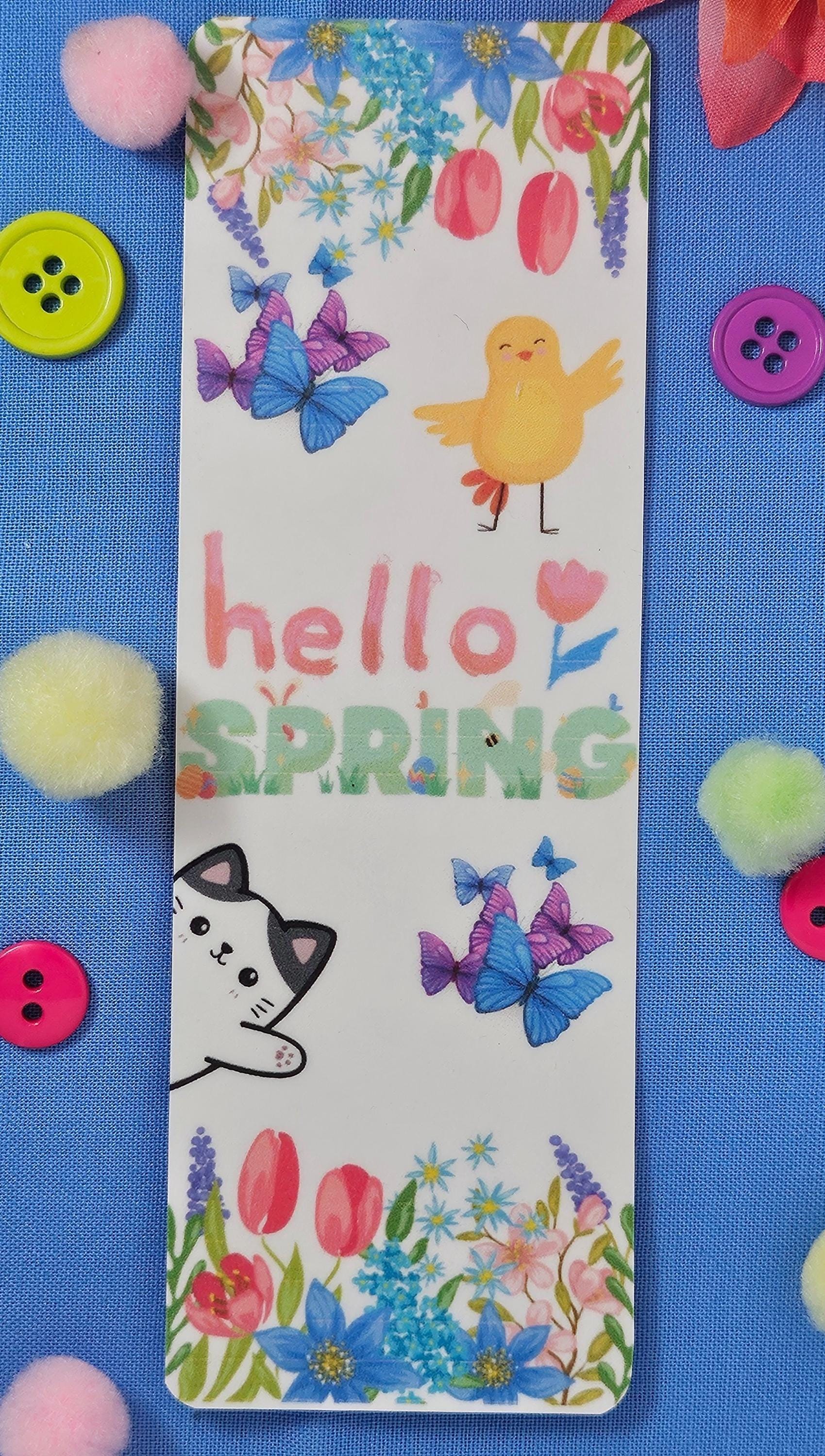 Hello Spring Laminated Bookmark - Autumnmist Boutique