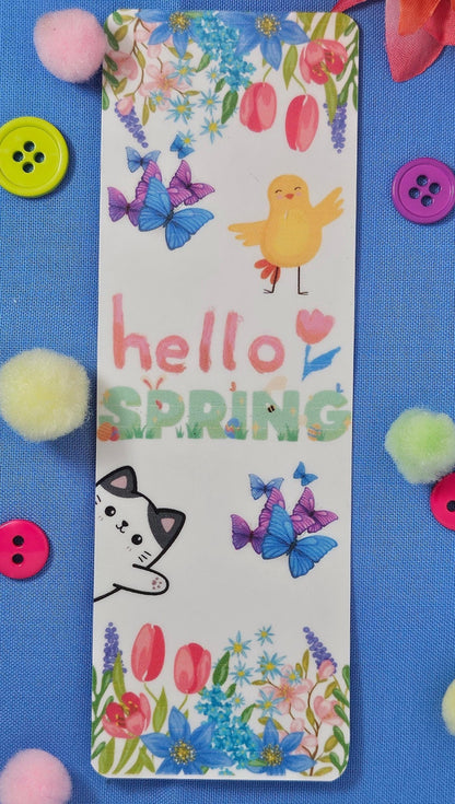 Hello Spring Laminated Bookmark - Autumnmist Boutique