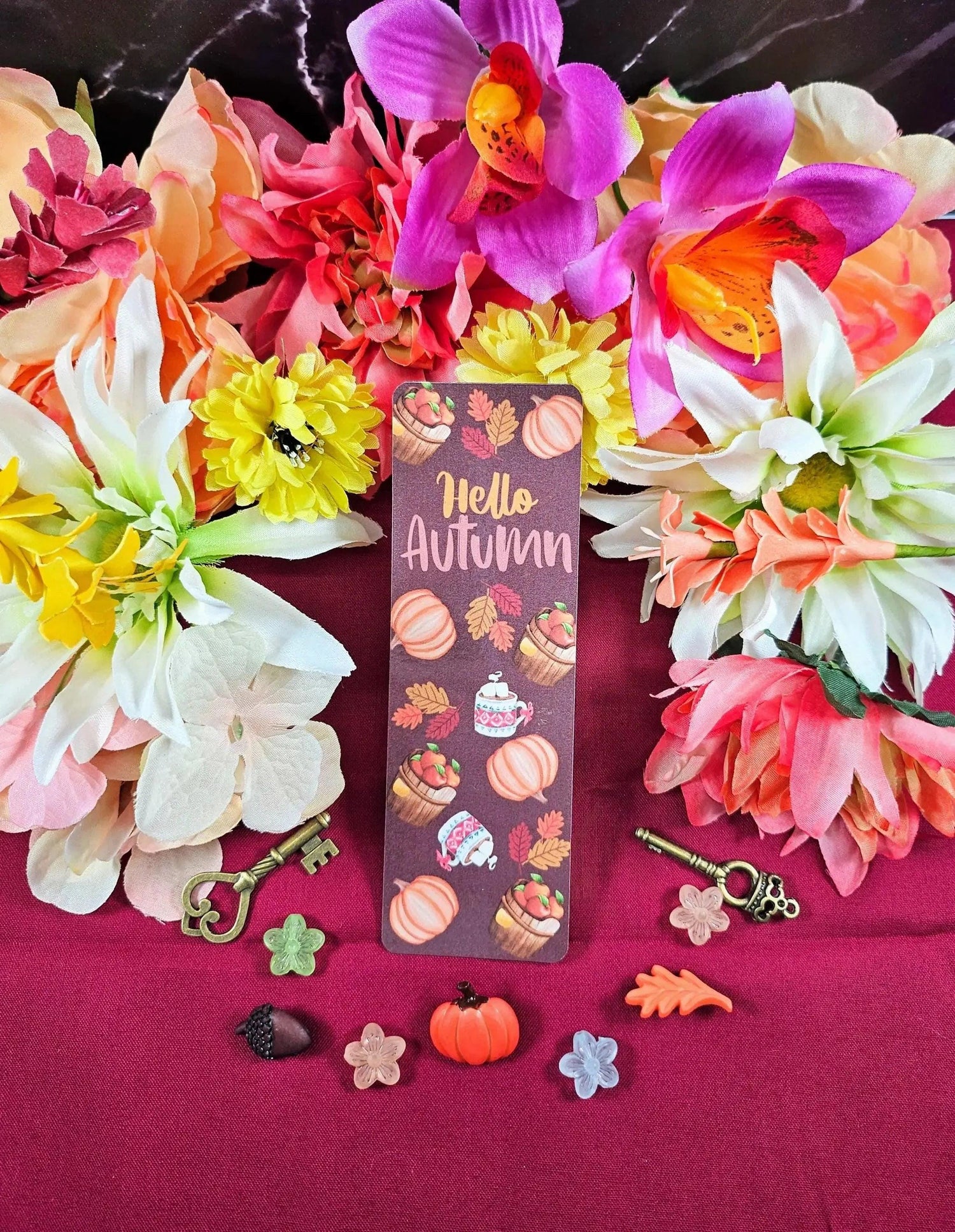 Hello Autumn Cozy Fall Laminated Bookmark - Autumnmist Boutique