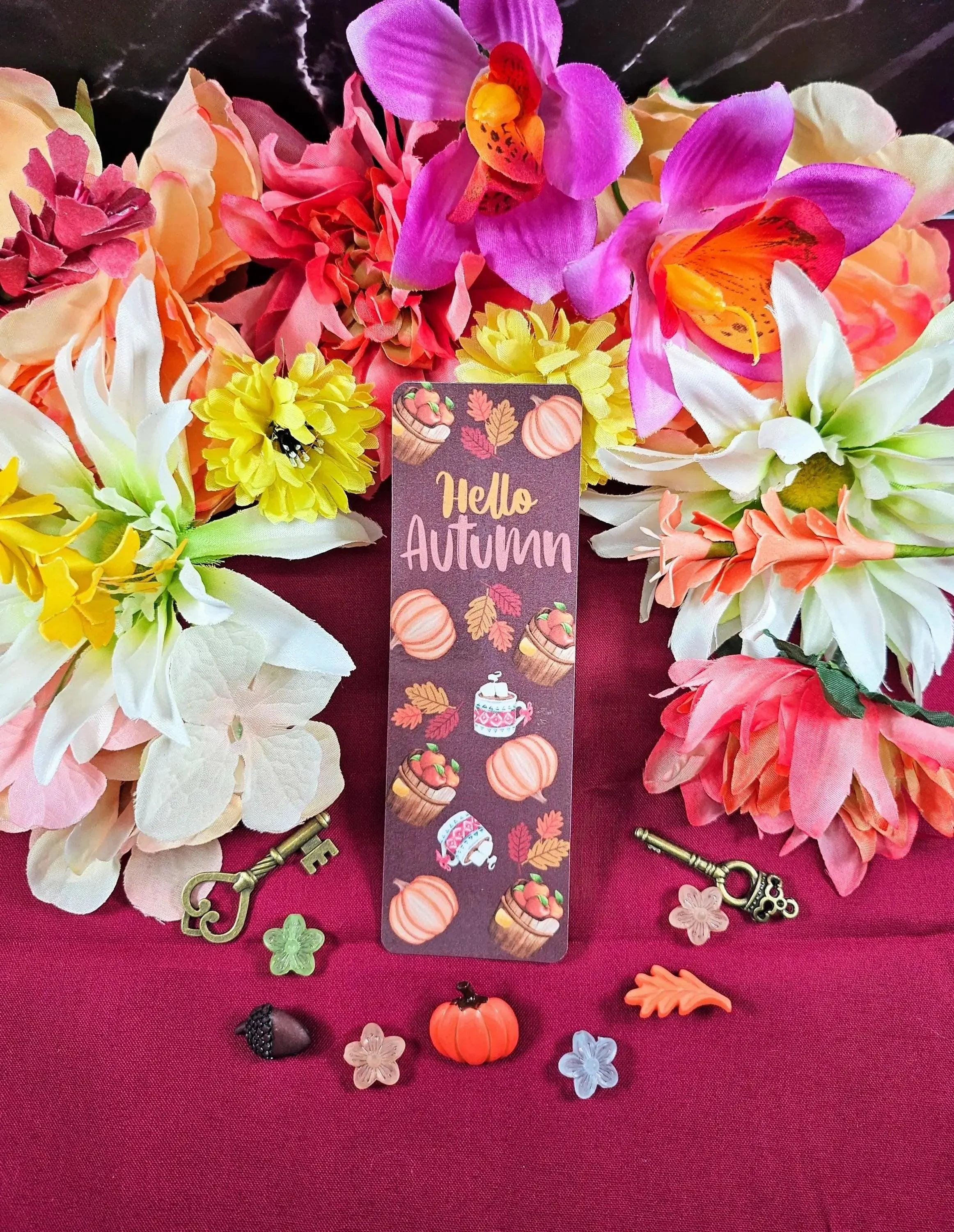 Hello Autumn Cozy Fall Laminated Bookmark - Autumnmist Boutique