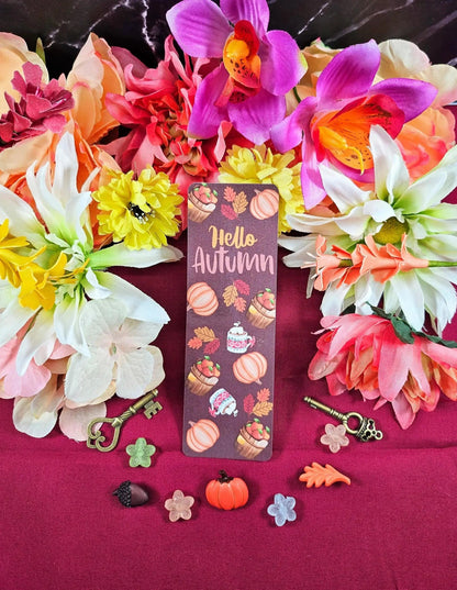 Hello Autumn Cozy Fall Laminated Bookmark - Autumnmist Boutique