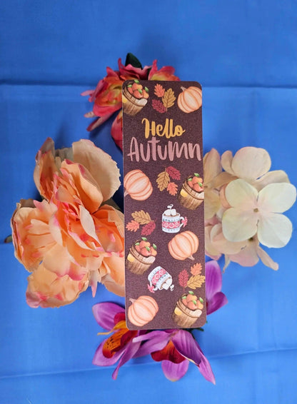 Hello Autumn Cozy Fall Laminated Bookmark - Autumnmist Boutique